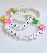 Load image into Gallery viewer, Children’s Phone Number Bracelet - Flower Power