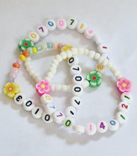Load image into Gallery viewer, Children’s Phone Number Bracelet - Flower Power