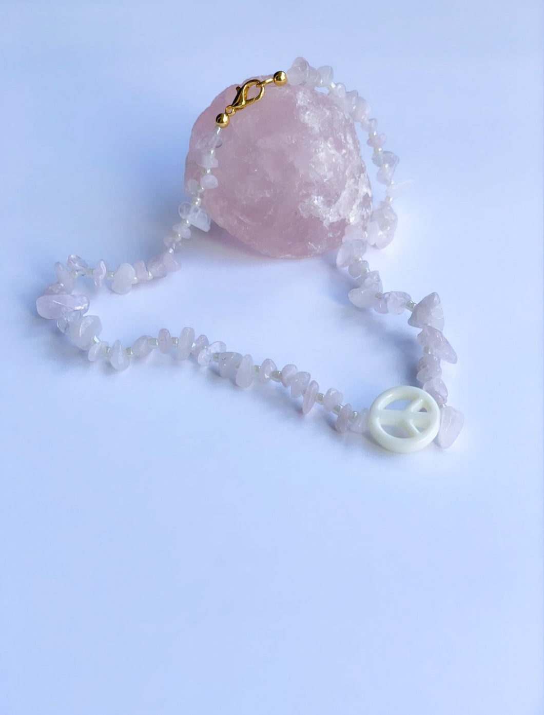 'UNCONDITIONAL' Quartz Bead Choker with Peace Detail