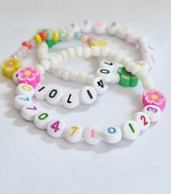 Load image into Gallery viewer, Children’s Phone Number Bracelet - Flower Power
