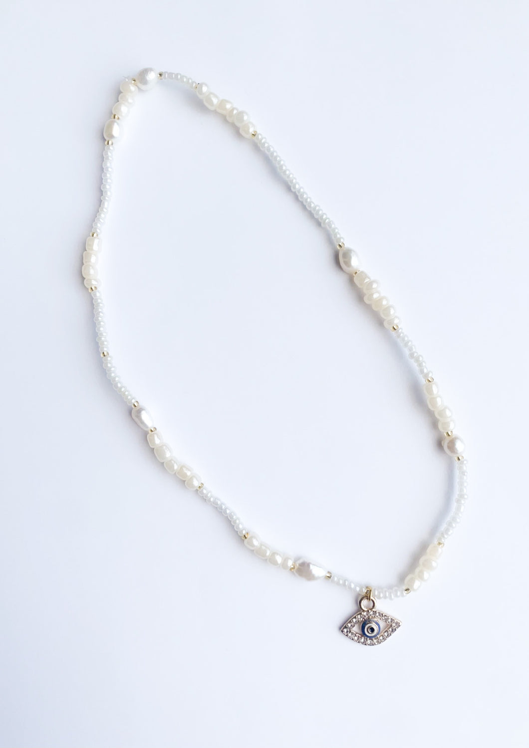 Pearl Detail Evil Eye Necklace